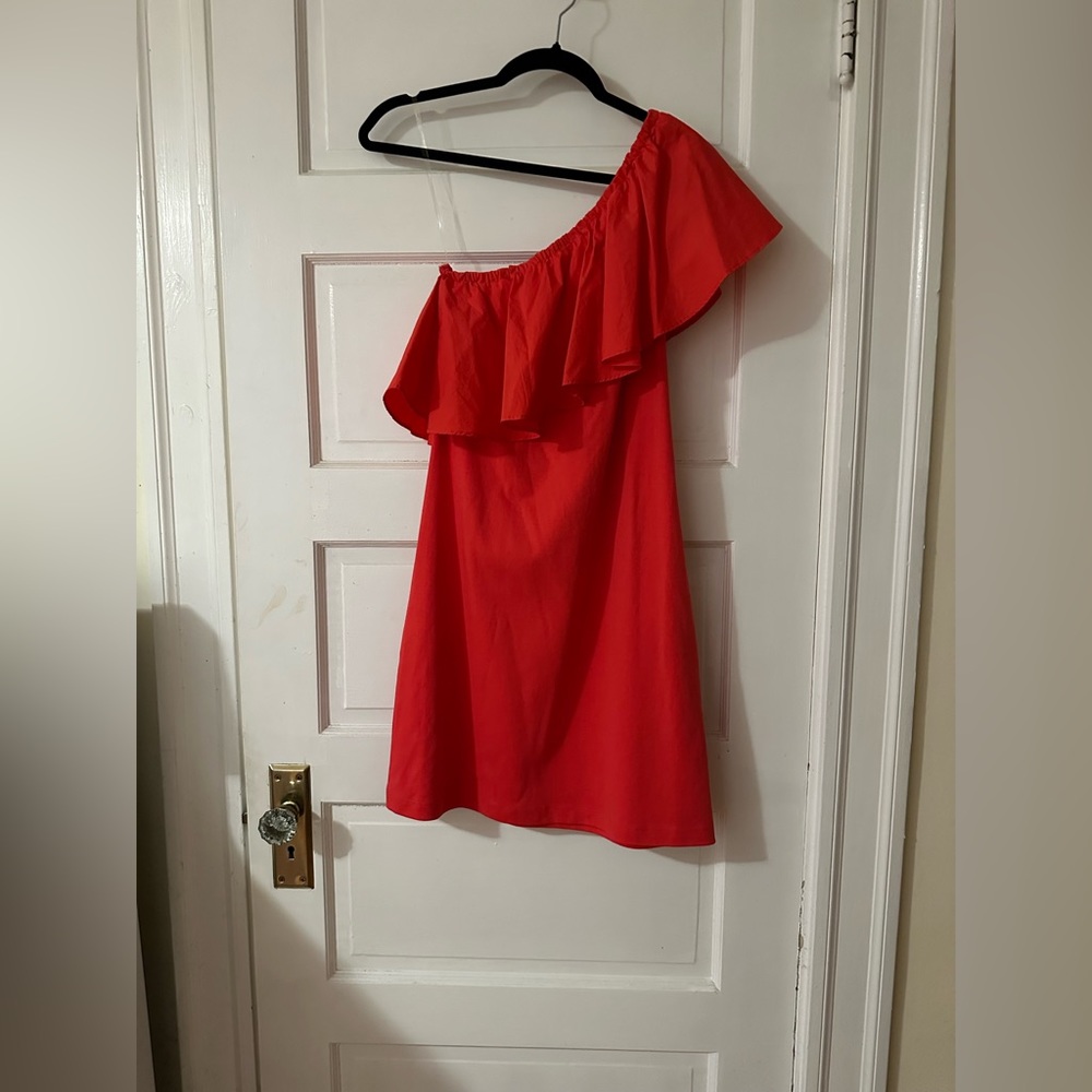 Coral One Sleeve Dress